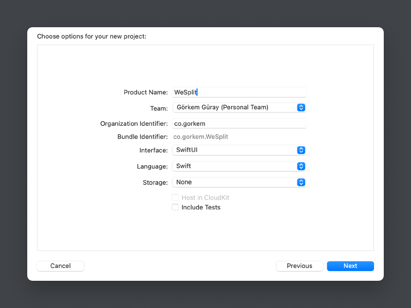 project settings
