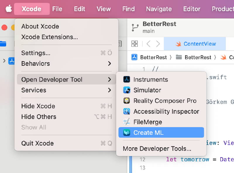 Create ML App Open