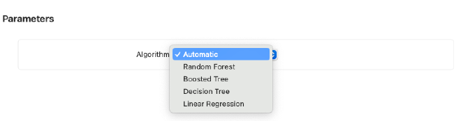 Create ML Algorithm Options