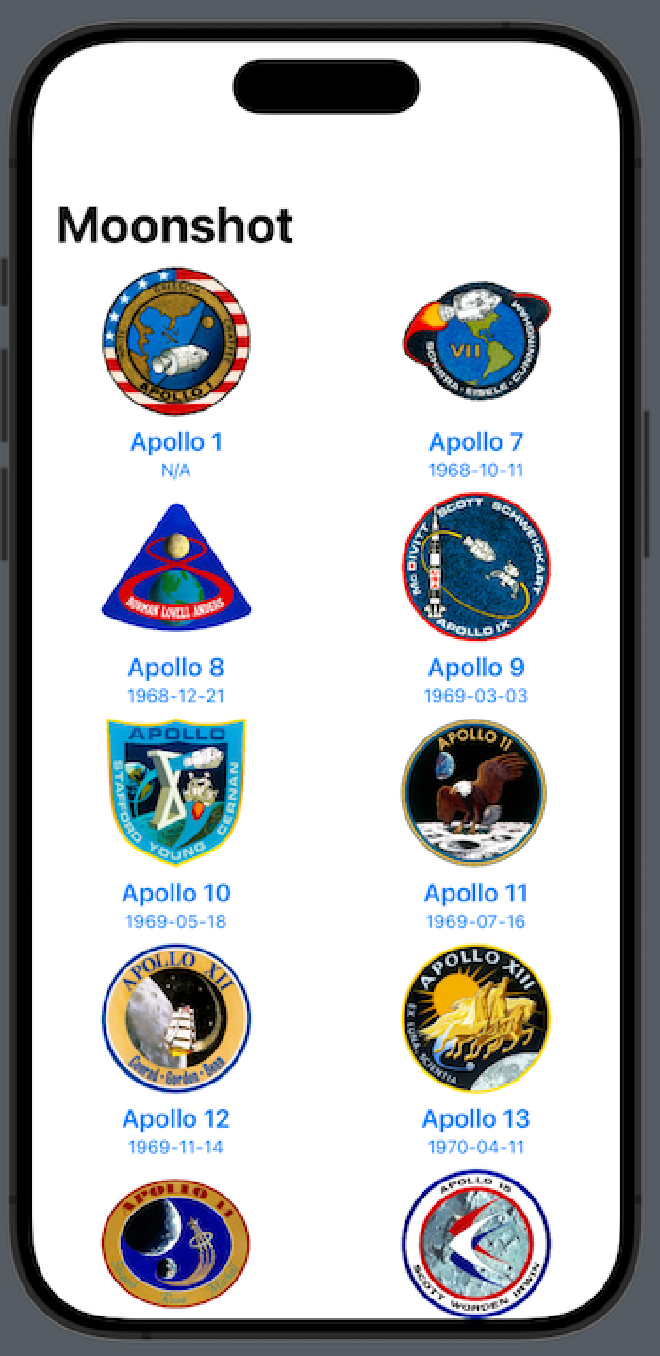 SwiftUI Moonshot ContentView