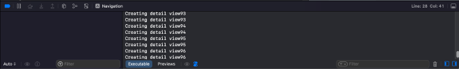 Debug Console Created DetailView